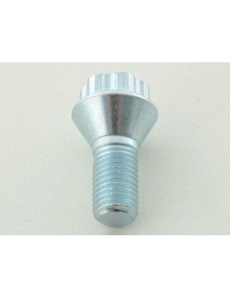 Bullone ruota singola, lunghezza albero 21 mm, collare conico, testa corta, argento M12x1,5