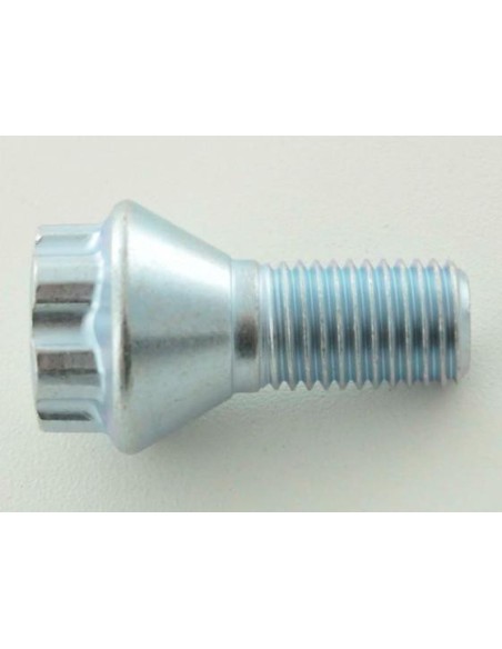 Bullone ruota singola, lunghezza albero 21 mm, collare conico, testa corta, argento M12x1,5