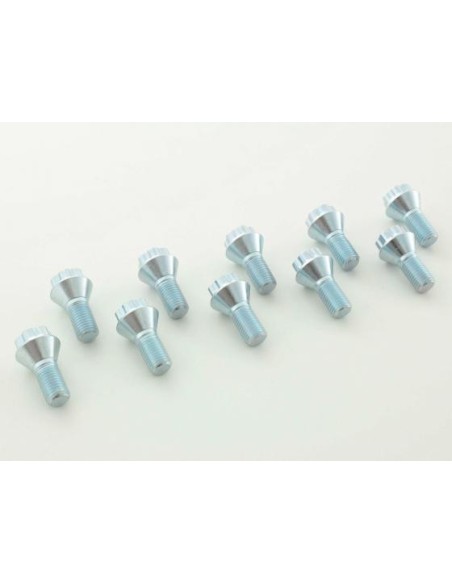 Set bulloni ruota (10 pezzi) Lunghezza albero 21 mm, collare conico, testa corta, argento M12x1,5