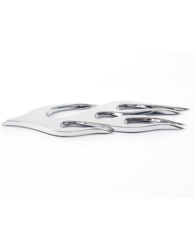 Adesivo cromato 3D Car Logo motivo Fiamma 115x45 mm cromato