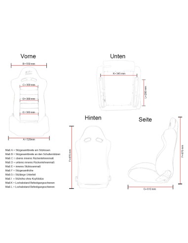 FK sedili sportivi sedili avvolgenti per auto Set Edition 4 tessuto nero