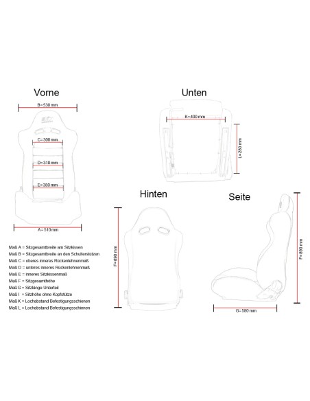 FK sedili sportivi sedili avvolgenti per auto Set Basic tessuto rosso