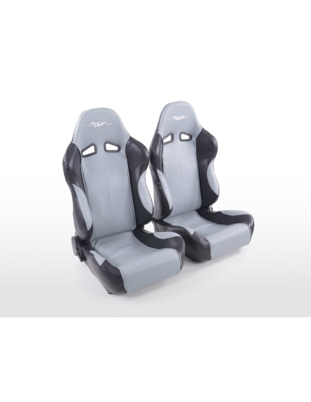 FK sedili sportivi set di sedili semiguscio per auto SCE-Sportive 2 in pelle sintetica grigio / nero