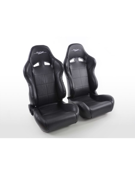 FK sedili sportivi sedili semiguscio per auto Set SCE-Sportive 2 in pelle sintetica nera