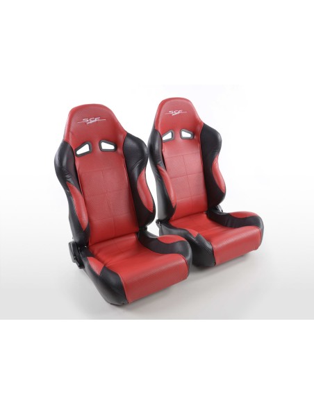 FK sedili sportivi sedili semiguscio per auto Set SCE-Sportive 2 finta pelle rossa / nera