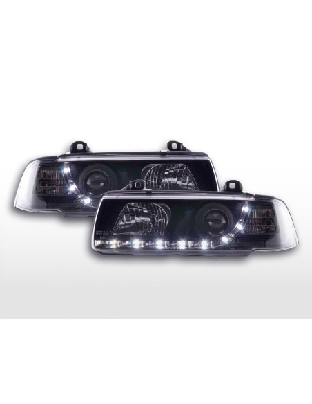 Faro Daylight LED DRL look BMW Serie 3 Coupé, tipo Cabrio E36 92-98 nero