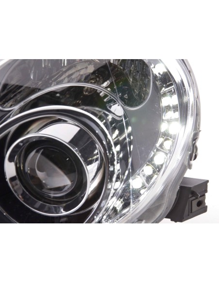 Faro Daylight LED DRL look Fiat 500 07- cromato