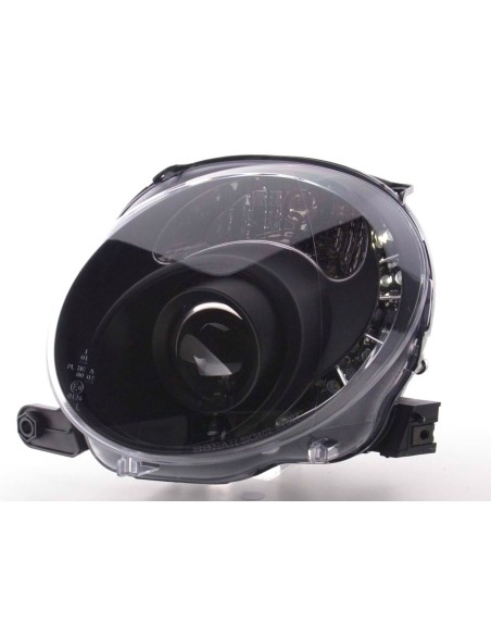 Faro Daylight LED DRL look Fiat 500 07- nero