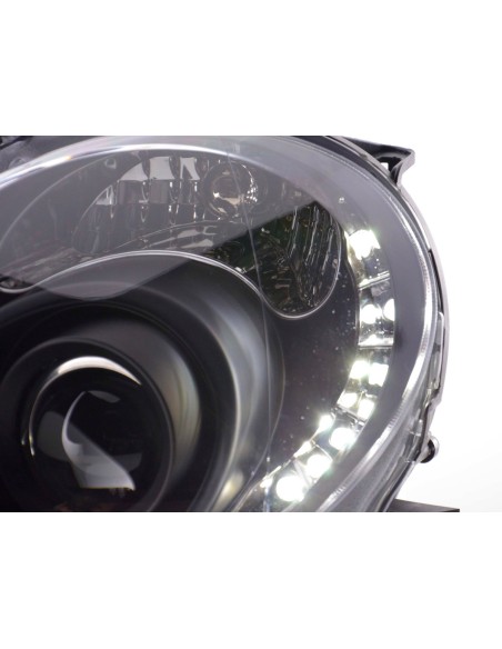 Faro Daylight LED DRL look Fiat 500 07- nero
