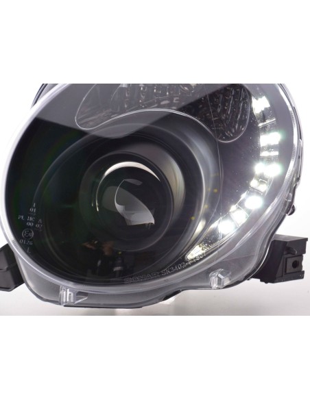 Faro Daylight LED DRL look Fiat 500 07- nero