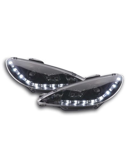 Faro diurno Luci di marcia diurna a LED Peugeot 206 tipo S16 98- nero