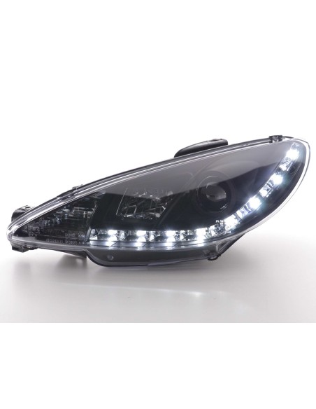 Faro diurno Luci di marcia diurna a LED Peugeot 206 tipo S16 98- nero
