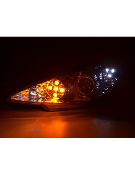 Faro Daylight LED DRL look Peugeot 206 98-05 cromato