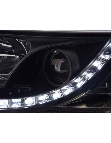 Faro Daylight LED DRL look VW bus tipo T5 03-09 nero
