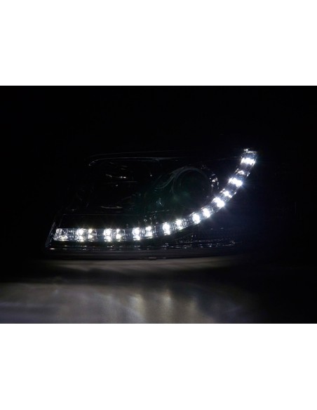 Faro Daylight LED DRL look VW Bus tipo T5 03-09 cromato