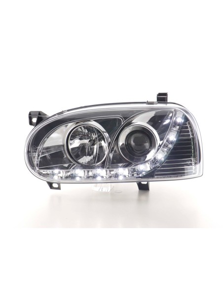 Faro Daylight LED DRL look VW Golf 3 tipo 1HXO 1EXO 91-97 cromato