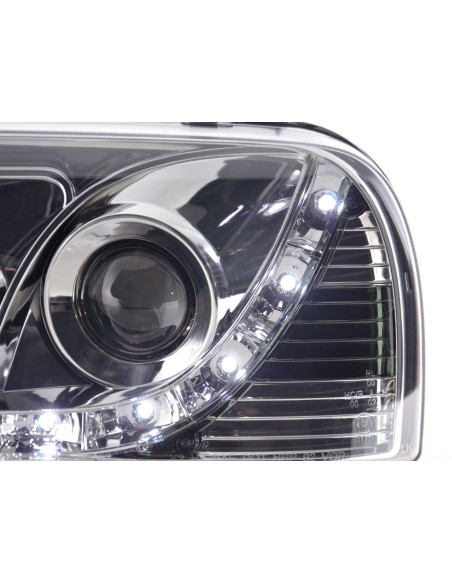 Faro Daylight LED DRL look VW Golf 3 tipo 1HXO 1EXO 91-97 cromato
