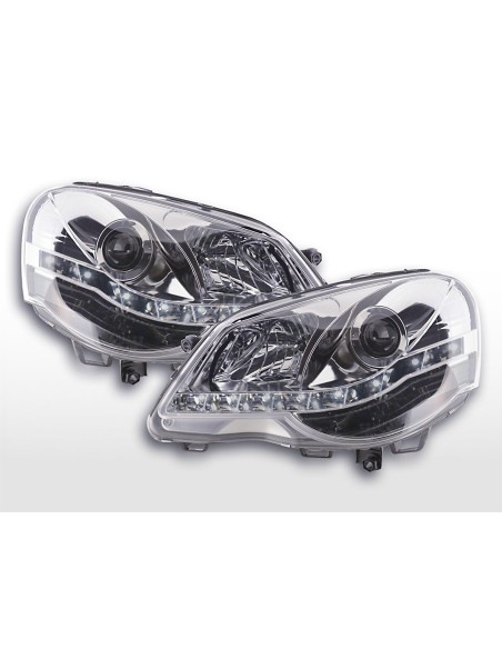Faro Daylight LED DRL look VW Polo tipo 9N3 05-09 cromato