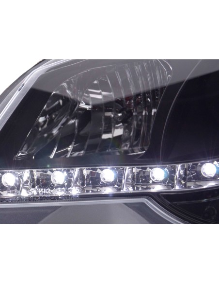 Faro Daylight LED DRL look VW Polo tipo 9N3 05-09 nero