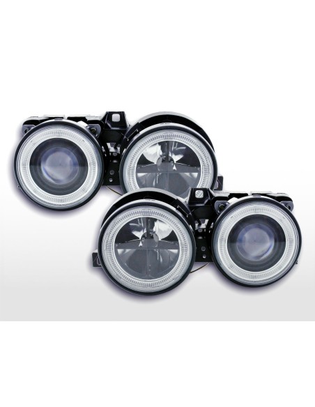 Set di fari angel eyes BMW 3er tipo E30 2/4 porte. 87-91 nero
