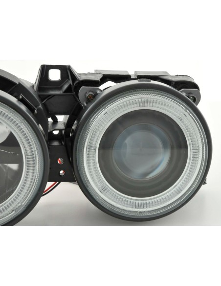 Set di fari angel eyes BMW 3er tipo E30 2/4 porte. 87-91 nero
