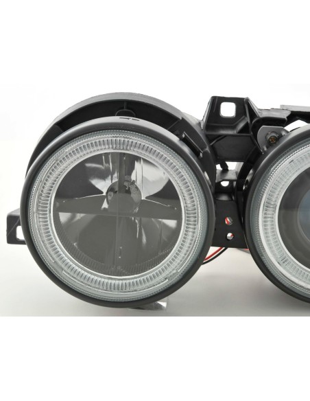 Set di fari angel eyes BMW 3er tipo E30 2/4 porte. 87-91 nero