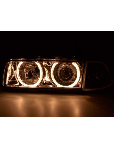 Set di fari allo xeno ottiche angel eyes BMW 3er Coupe tipo E36 anno 92-98 cromato