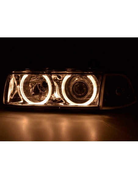 Set di fari allo xeno ottiche angel eyes BMW 3er Coupe tipo E36 anno 92-98 cromato