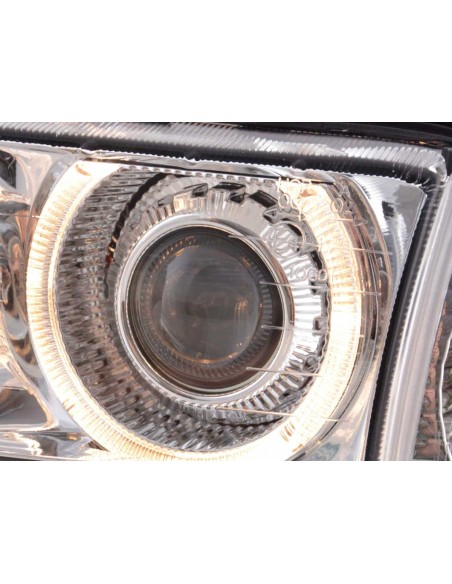 Set di fari allo xeno ottiche angel eyes BMW 3er Coupe tipo E36 anno 92-98 cromato