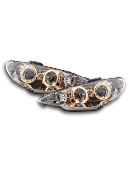 Fari anteriori Angel Eyes Peugeot 206 98-03 cromato