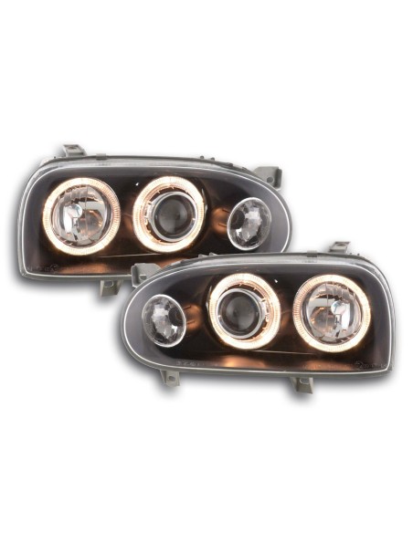 Faro Angel Eyes VW Golf 3 tipo 1HXO, 1 EXO 91-97 nero