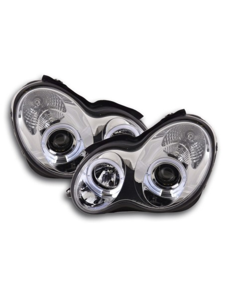 Set faro Mercedes Classe C tipo W203 00-07 cromato per guida a destra