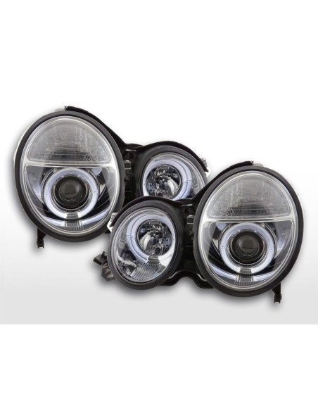 Faro Angel Eyes Mercedes Classe E tipo W210 99-01 cromato per guida a destra