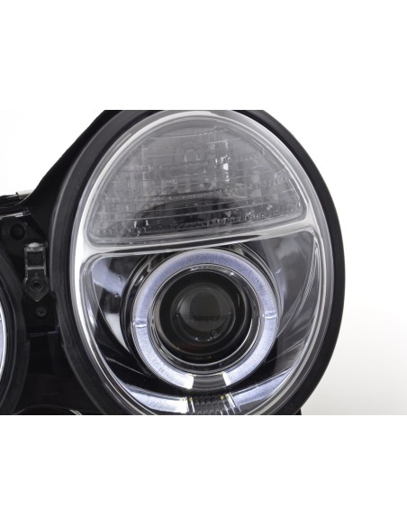 Faro Angel Eyes Mercedes Classe E tipo W210 99-01 cromato per guida a destra