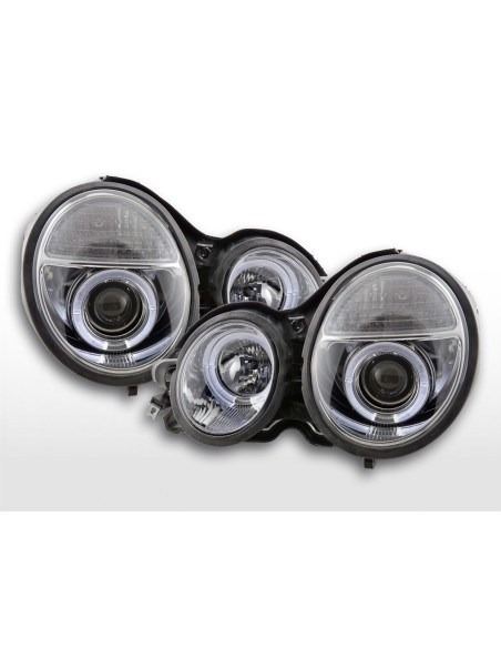 Faro Angel Eyes Mercedes Classe E tipo W210 99-01 cromato per guida a destra