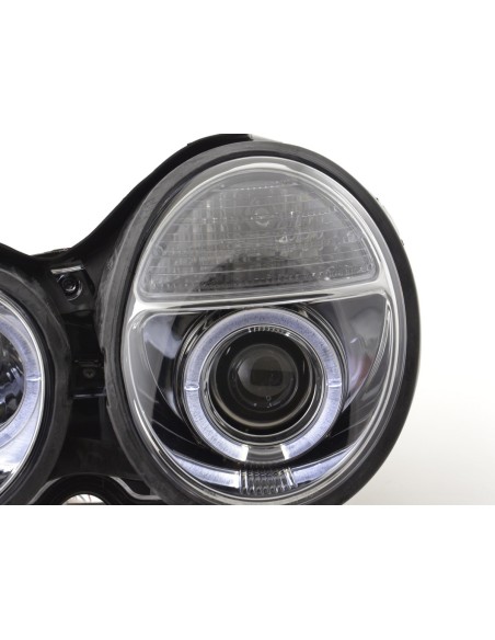 Faro Angel Eyes Mercedes Classe E tipo W210 99-01 cromato per guida a destra