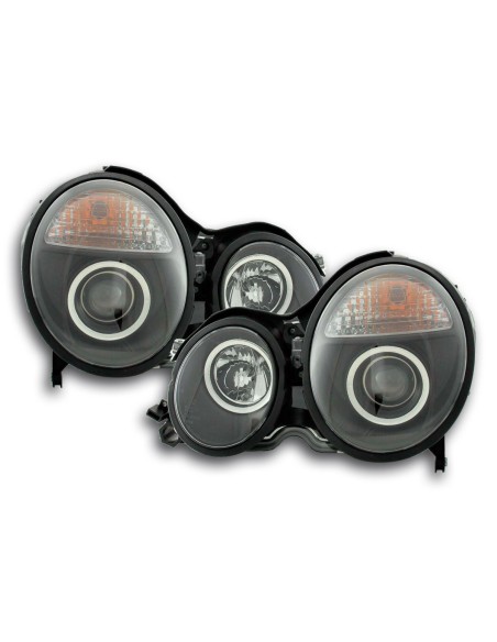 Set faro Mercedes Classe E tipo W210 99-01 nero per guida a destra