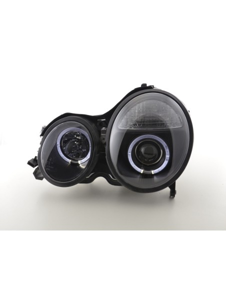 Faro Angel Eyes Mercedes Classe E tipo W210 99-01 nero per guida a destra
