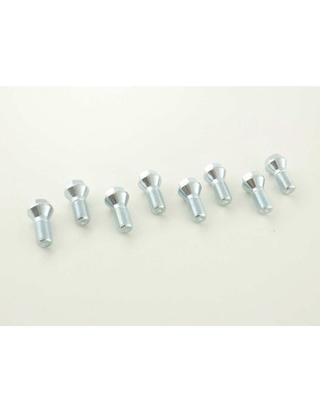 Bullone ruota singola, lunghezza albero 26 mm, collare conico, testa corta, argento M12x1,5