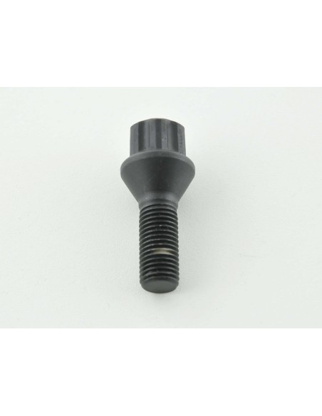 Bullone ruota singola, lunghezza albero 28 mm, collare conico nero M12x1,5