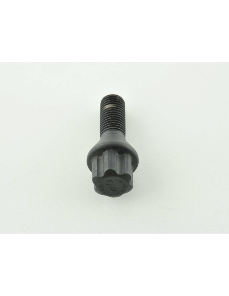 Bullone ruota singola, lunghezza albero 28 mm, collare conico nero M12x1,5