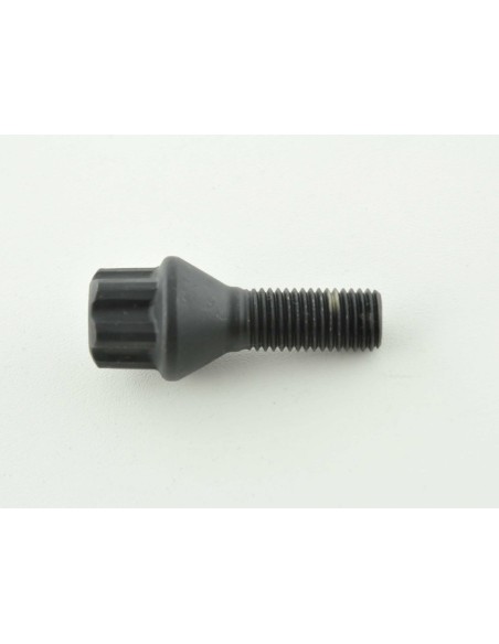Bullone ruota singola, lunghezza albero 28 mm, collare conico nero M12x1,5