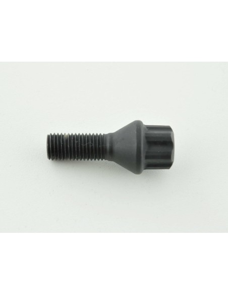 Bullone ruota singola, lunghezza albero 28 mm, collare conico nero M12x1,5