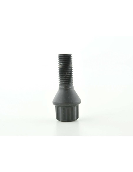 Bullone ruota singola, lunghezza albero 28 mm, collare conico nero M12x1,5
