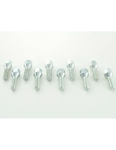Set di bulloni per ruote (10 pezzi), collare conico, lunghezza albero 60 mm M12x1,25 argento