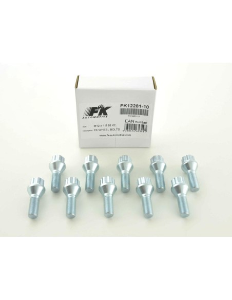 Set di bulloni per ruote (8 pezzi), lunghezza albero 43 mm, collare conico, argento M12x1,5