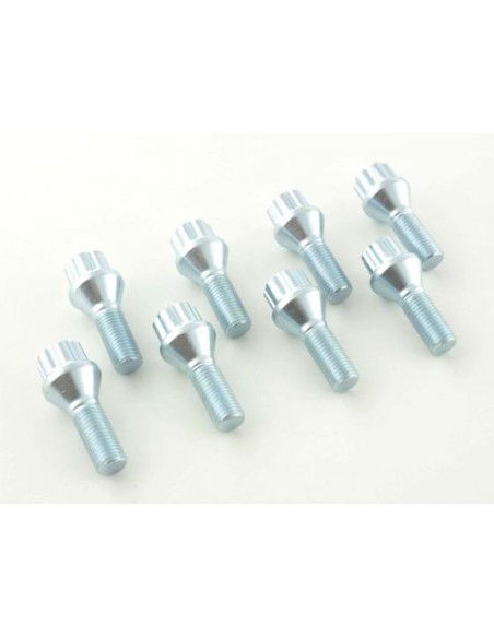 Set di bulloni per ruote (8 pezzi), lunghezza albero 43 mm, collare conico, argento M12x1,5