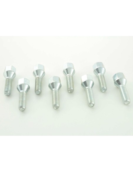 Set bulloni ruota (8 pz.) Collare conico lunghezza albero 60mm M12x1,5 argento