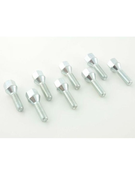 Set bulloni ruota (8 pz.) Collare conico lunghezza albero 60mm M12x1,5 argento
