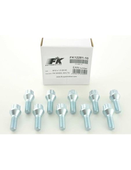Set di bulloni per ruote (10 pezzi), collare conico, lunghezza albero 42 mm M12x1,25 argento